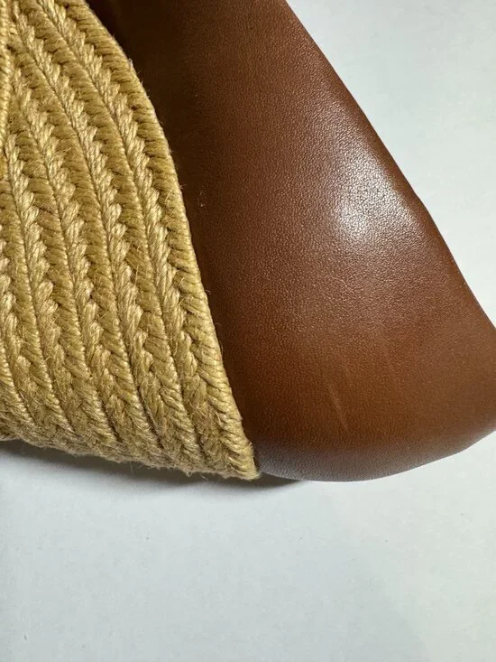 Jack Rogers Palmer Criss-Cross Women's Brown Leather Wedge Espadrilles 9M - Picture 6 of 8